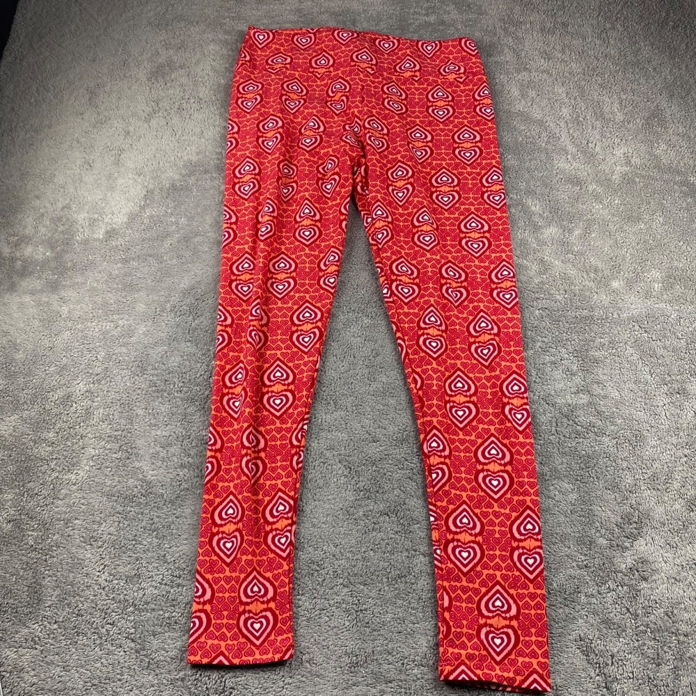 LuLaRoe Leggings Heart Print Pattern All Over Red Sweethearts Love One‎ Size
